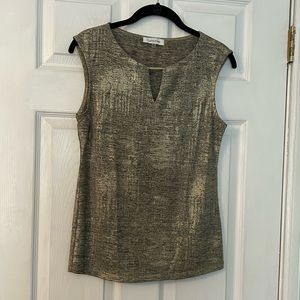 Calvin Klein black and gold shell, size XS. Sleeveless with gold hardware detail